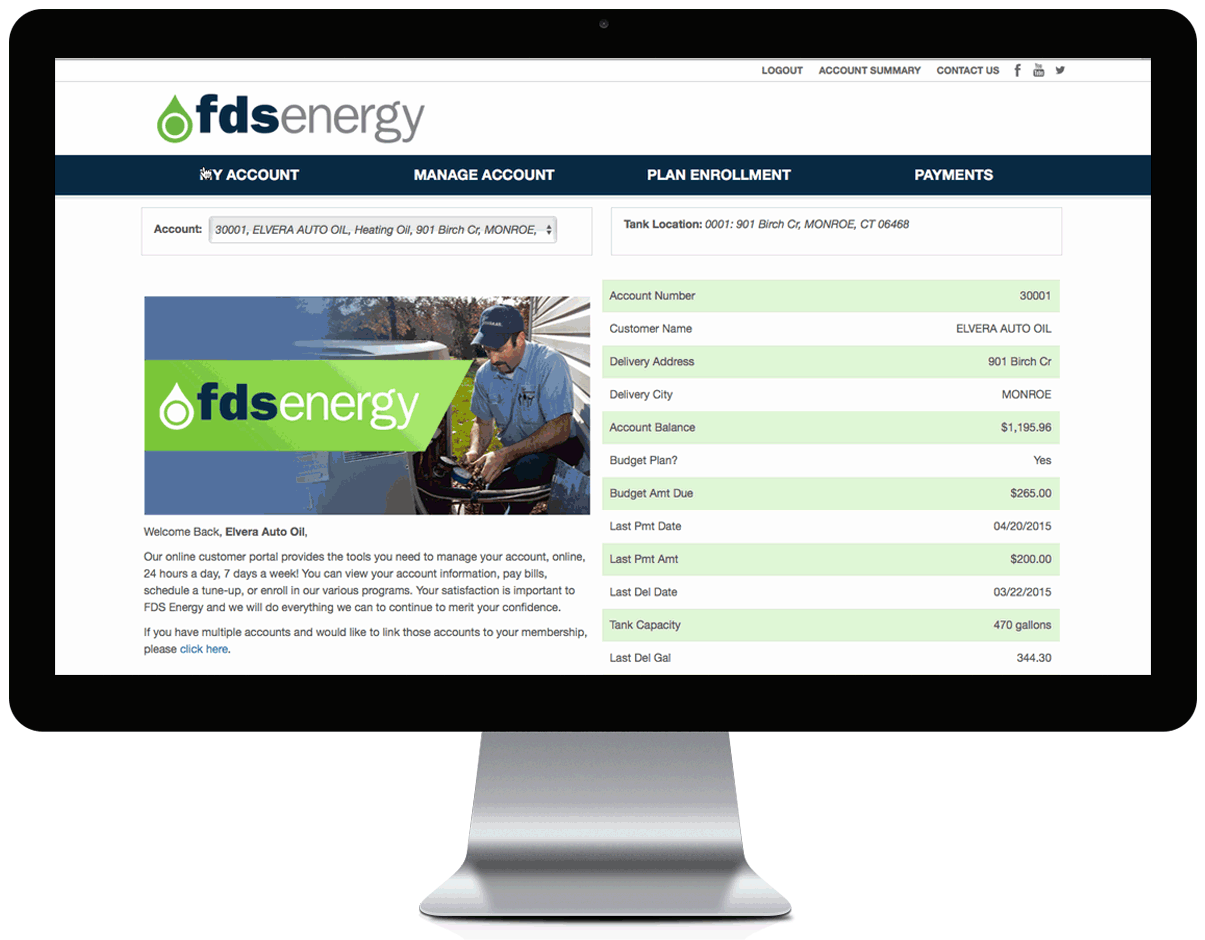 Customer view of a Destwin FDS customer portal